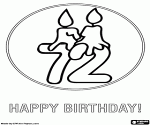 desenho de Para um feliz 72 aniversário para colorir