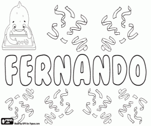 desenho de Fernando, nome espanhol e português para colorir