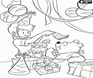 desenho de Festa de aniversário do Winnie The Pooh para colorir