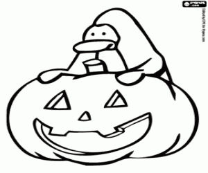 desenho de Festa de Halloween do Club Penguin para colorir