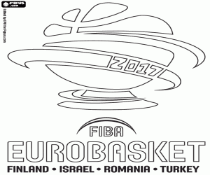 desenho de FIBA EuroBasket 2017, o logotipo para colorir