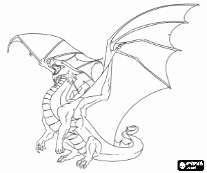 desenho de Fierce dragão com asas estendidas para colorir