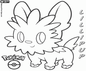 desenho de Um filhote de cachorro Pokémon Lillipup para colorir