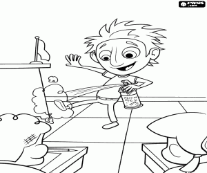 desenho de Flint mostra sua invenção em classe para colorir