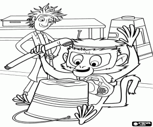 desenho de Flint observando o macaco Steve para colorir