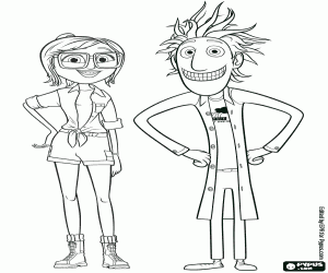 desenho de Flint e Sam, os protagonistas para colorir