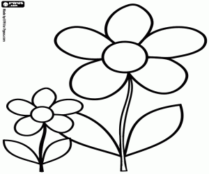 desenho de Flor grande e pequena flor para colorir