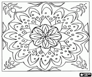 desenho de Uma flor, mandala em um quadrado para colorir