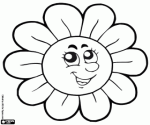 desenho de Uma flor sorridente para colorir