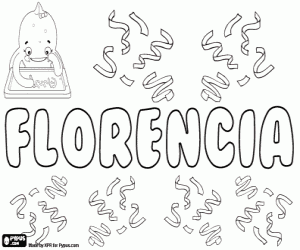 desenho de Florencia, nome em espanhol e catalão para colorir