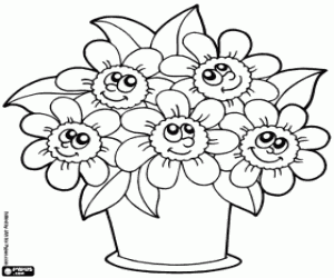 desenho de Flores em um vaso de flores para colorir