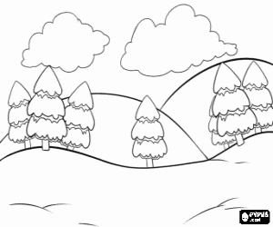 desenho de Floresta completamente nevada para colorir