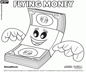 desenho de Flying Money, um emoji do filme para colorir