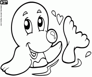 desenho de Uma foca na água para colorir