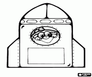 desenho de Foguete espacial com passageiro para colorir