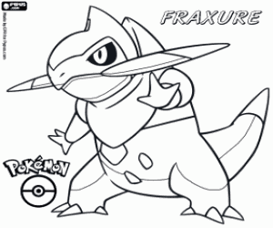 desenho de Fraxure, um dragão Pokemon para colorir