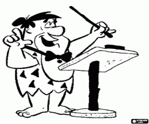 desenho de Fred Flintstone, maestro da orquestra para colorir
