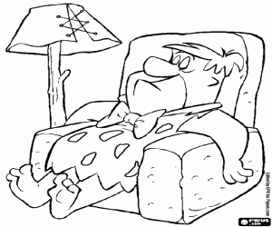 desenho de Fred Flintstone na poltrona para colorir