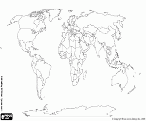 desenho de Fronteiras dos países do mundo para colorir