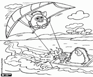 desenho de Furbys e o parapente para colorir