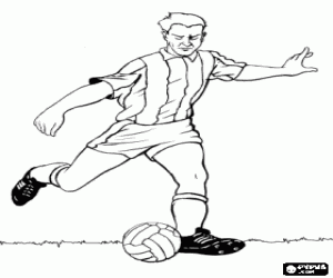 desenho de Um futebolista chuta a bola para colorir