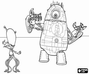 desenho de Gallaxhar e Robô Probe para colorir