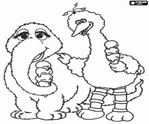 desenho de Garibaldo e Snuffy comendo sorvete para colorir