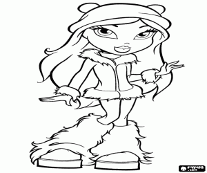 desenho de Uma garota Bratz no inverno para colorir