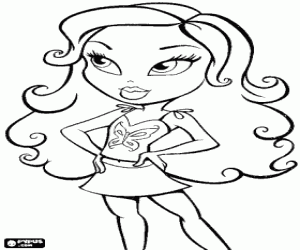 desenho de Garota Bratz com roupas de verão para colorir