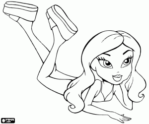 desenho de Uma garota Bratz sob o sol para colorir