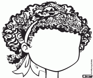 desenho de Garota sem rosto com cabelo encaracolado para colorir