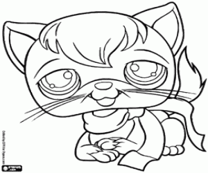 desenho de Gatinho com cachecol, LPS para colorir