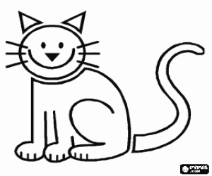 desenho de Gato com um grande sorriso para colorir
