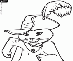 desenho de Gato de botas, personagem principal para colorir