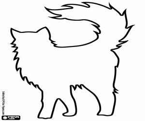 desenho de Gato de cabelo comprido andando para colorir