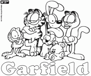 desenho de O gato Garfield e amigos para colorir