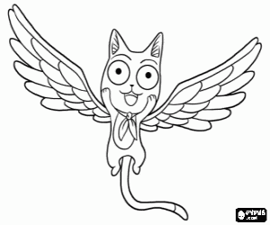 desenho de Gato mágico de Fairy Tail, Happy para colorir