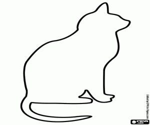 desenho de Gato paciente sentado, silhueta para colorir
