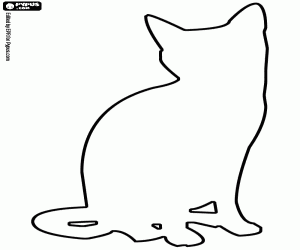 desenho de Gato sentado, silhueta frontal para colorir
