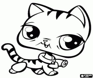 desenho de Um gato tigre, LittlestPetShop para colorir