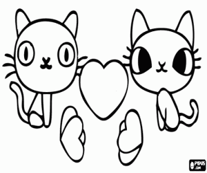 desenho de Os gatos de Pucca e Garu para colorir