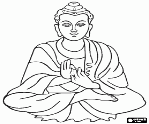 desenho de Gautama Buda sentado para colorir