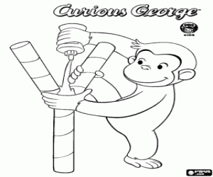 desenho de George o macaco e a cola para colorir
