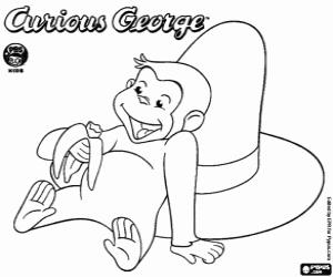desenho de George o macaco com banana para colorir