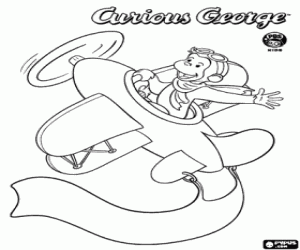 desenho de George o macaco no avião para colorir