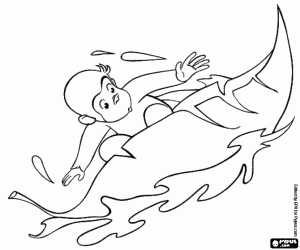 desenho de Georgec o curioso surfando para colorir