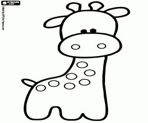 desenho de Uma girafa bebê, brinquedo de pelúcia para colorir