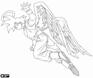 desenho de Goku como um anjo para colorir