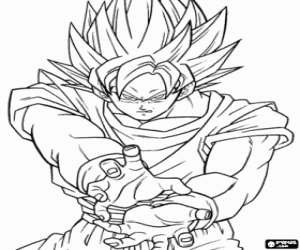 desenho de Goku lançando o poder para colorir