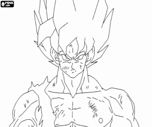desenho de Goku pronto para lutar para colorir